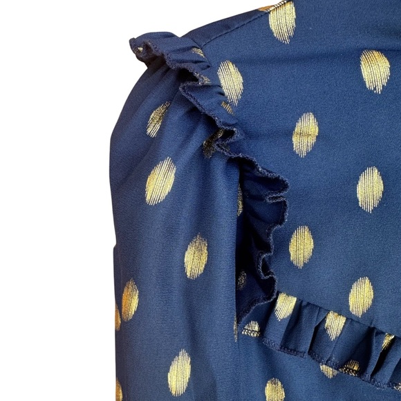 Gold Leaf Mock Neck Blouse - Picture 6 of 7